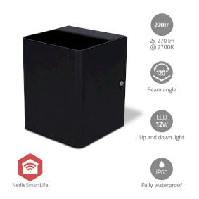 Nedis SmartLife Smart Zigbee Outdoor Wall Light with Up and Down Lights, Warm White and RGB Colours, Energy Efficient, IP65, Compatible with Amazon Alexa and Google Home