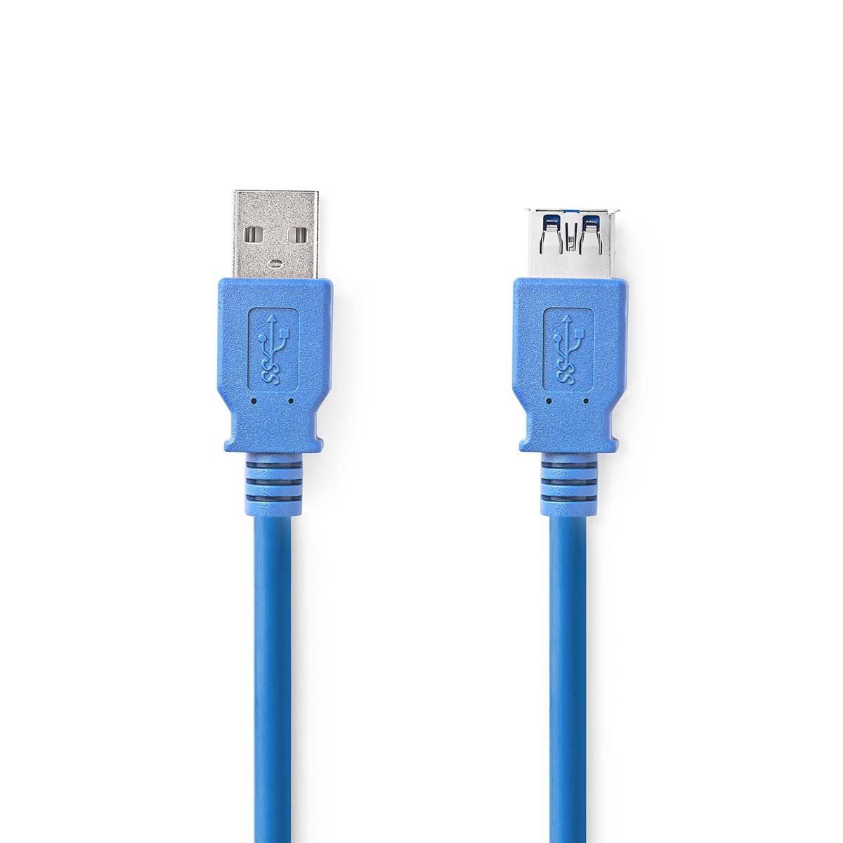 Nedis USB Cable | USB 3.2 Gen 1 | USB-A Male | USB-A Female | 5 Gbps | Nickel Plated | 2.00 m | Round | PVC | Blue | Box