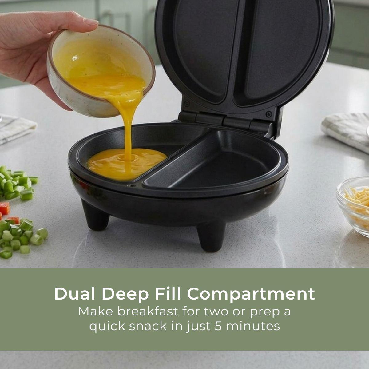 MELISSA Deep Fill Omelette Maker, Dual Non-Stick Plates, Electric 750W Omelette Cooker, Fast, Fluffy Homemade Omelettes – Compact & Easy Clean Breakfast Appliance