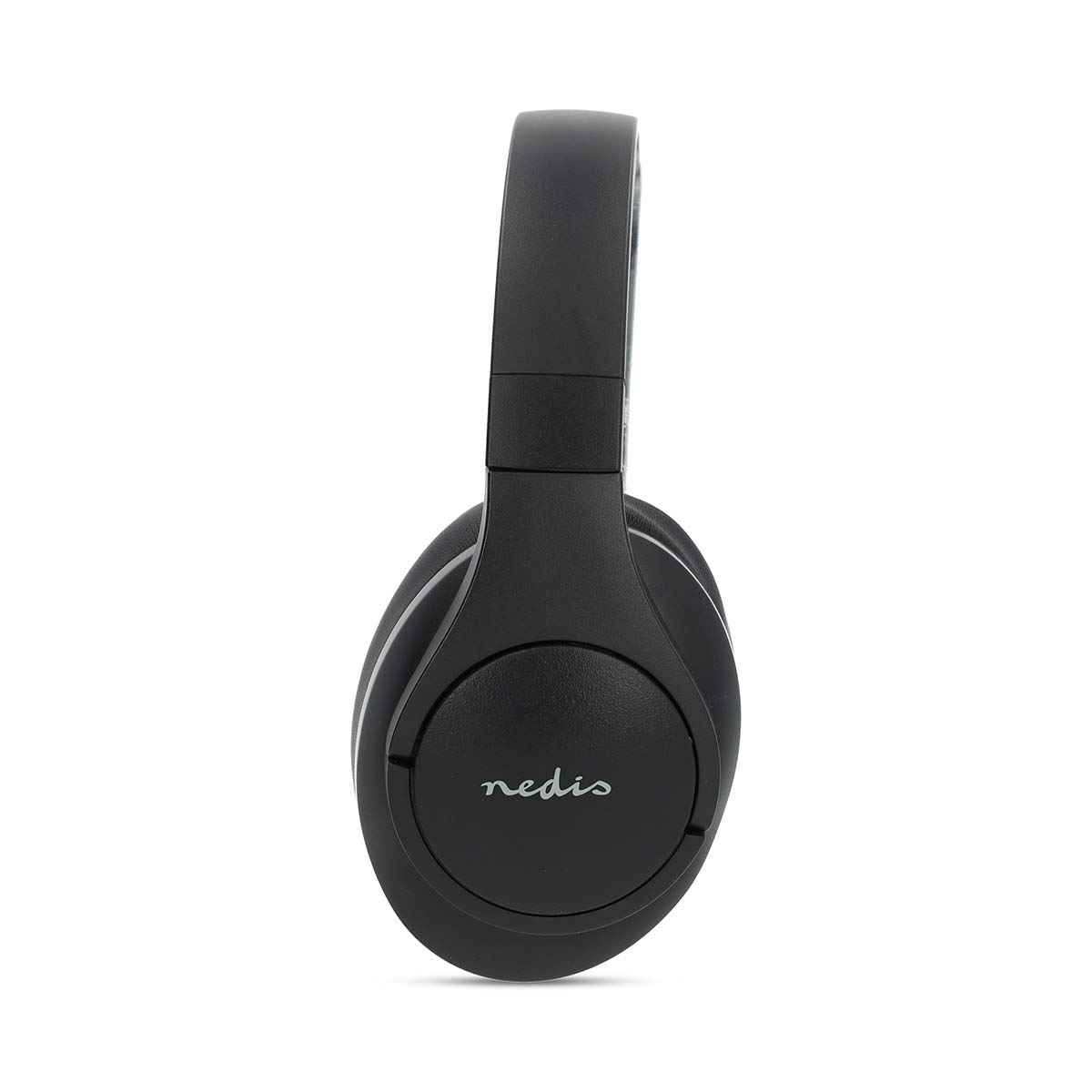 Nedis Smart Bluetooth Over-Ear Headphones, Hybrid ANC & ENC Noise Cancelling, 28h Playtime, USB-C, Mic, EQ Modes, App & Voice Control, Foldable - Black