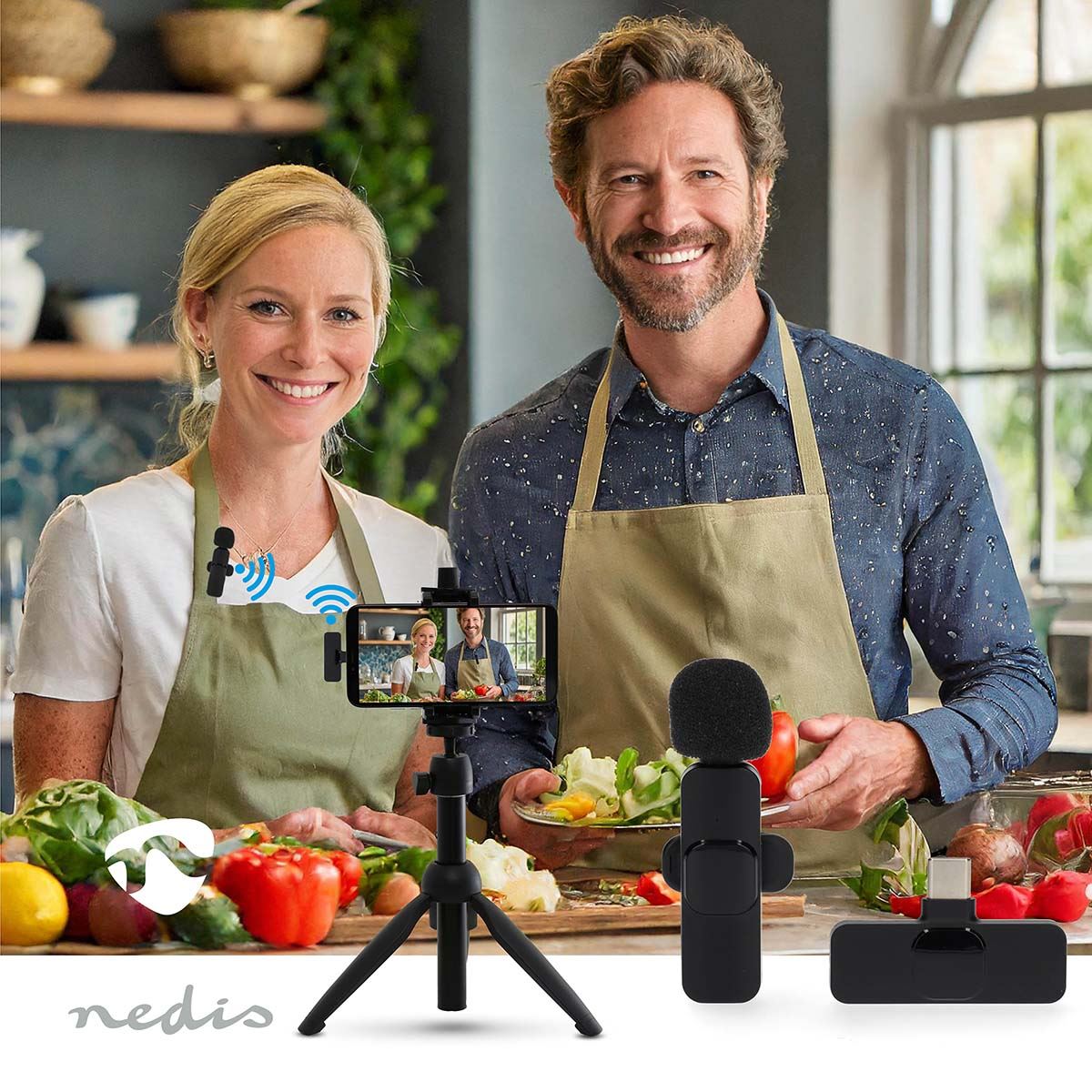Nedis Microphone | Used for: Notebook / Smartphone / Tablet | USB Type-C™ / Wireless | USB-C™ Female | On/Off switch