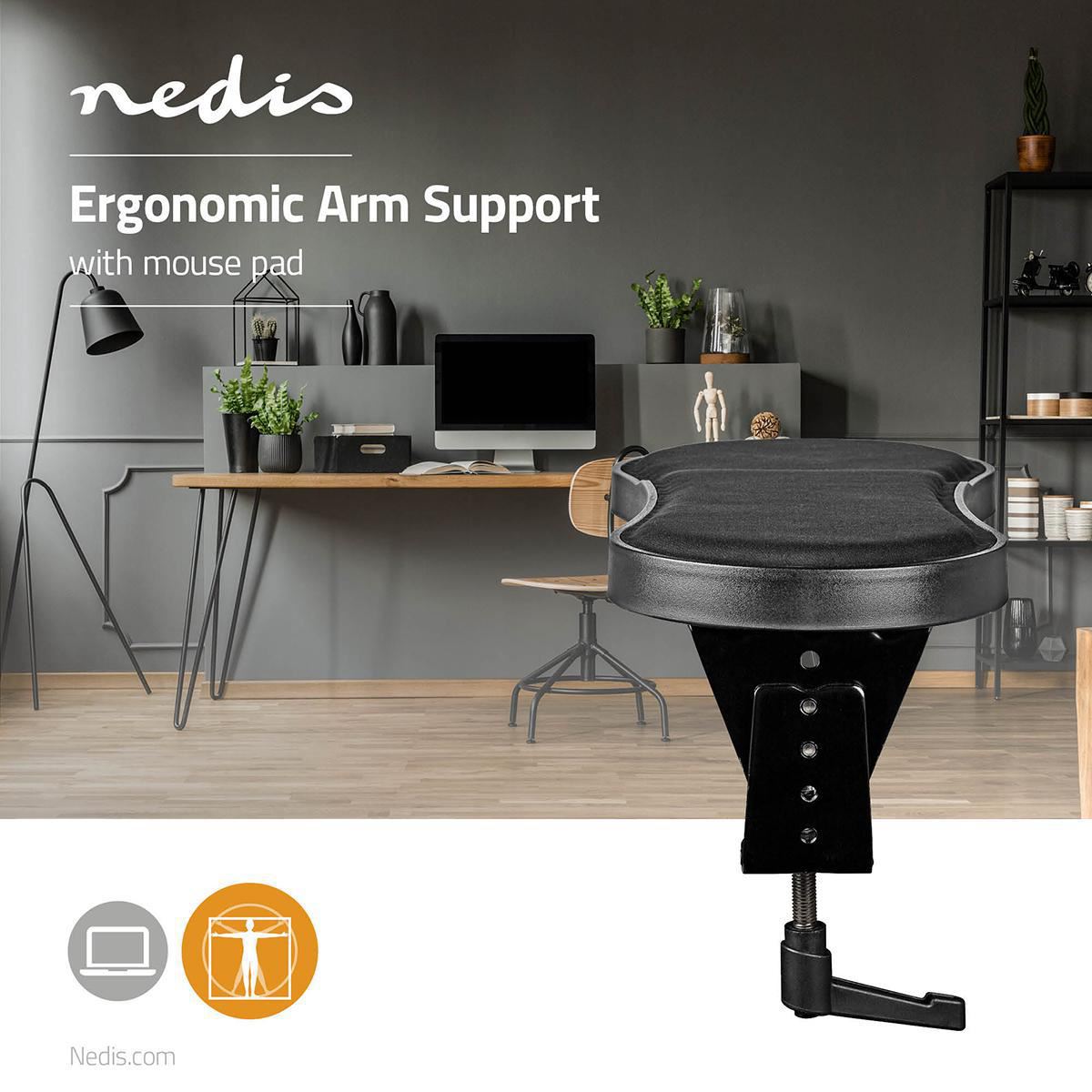 Nedis Armrest | Number of pivot points: 1 Pivot point(s) | Forearm pad length: 40 | Max. carrying capacity: 5 kg | Swivel angle: 360 ° | With mouse platform
