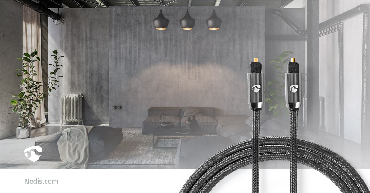 Nedis Optical Audio Cable | TosLink Male | TosLink Male | 1.00 m | Round | Cotton | Gun Metal Grey | Cover Window Box