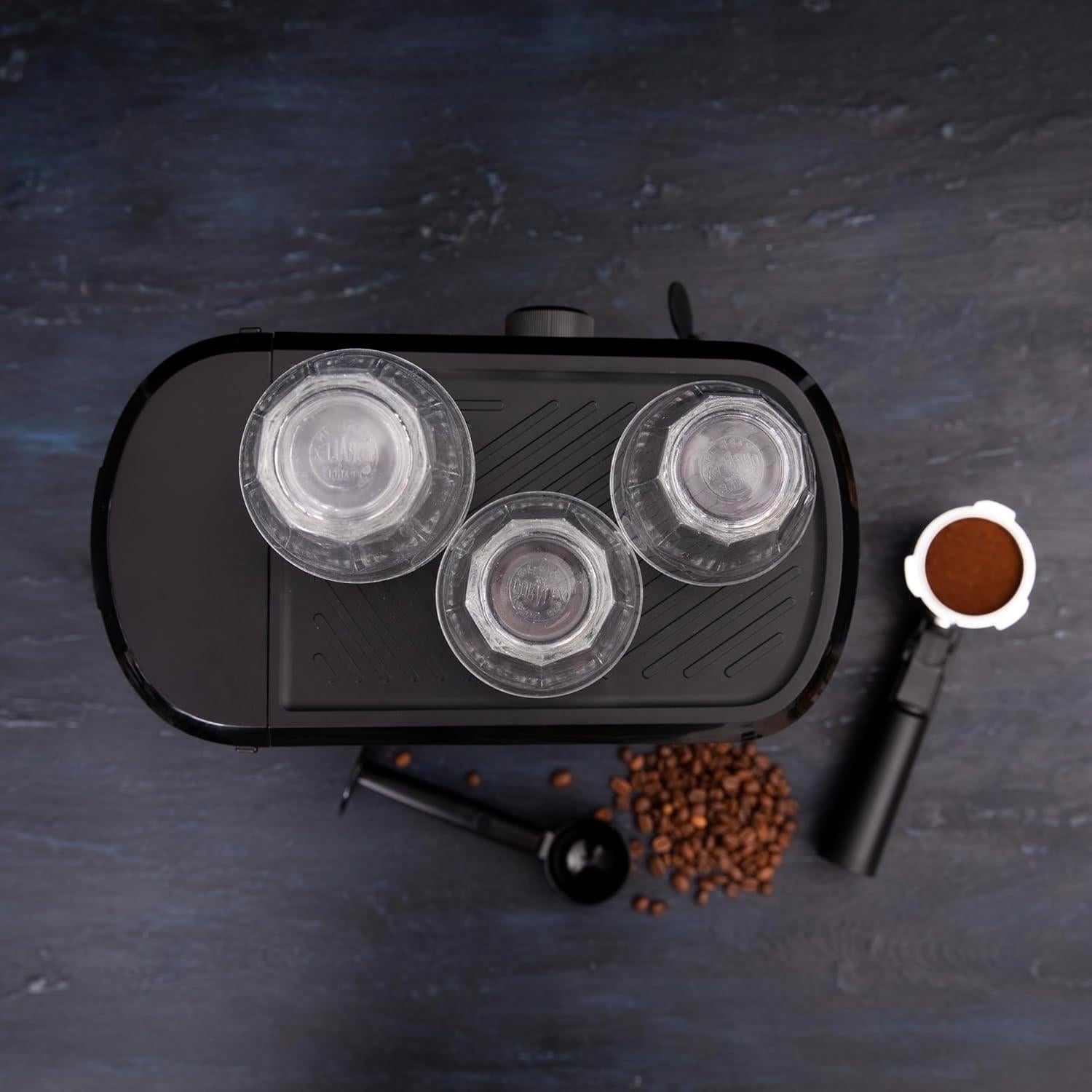 Gastronoma Espresso Coffee 15Bar Machine for Ground Coffee, Cappuccino & Latte Maker with Milk Frother Wand, Stainless Steel Professional Espresso Maker