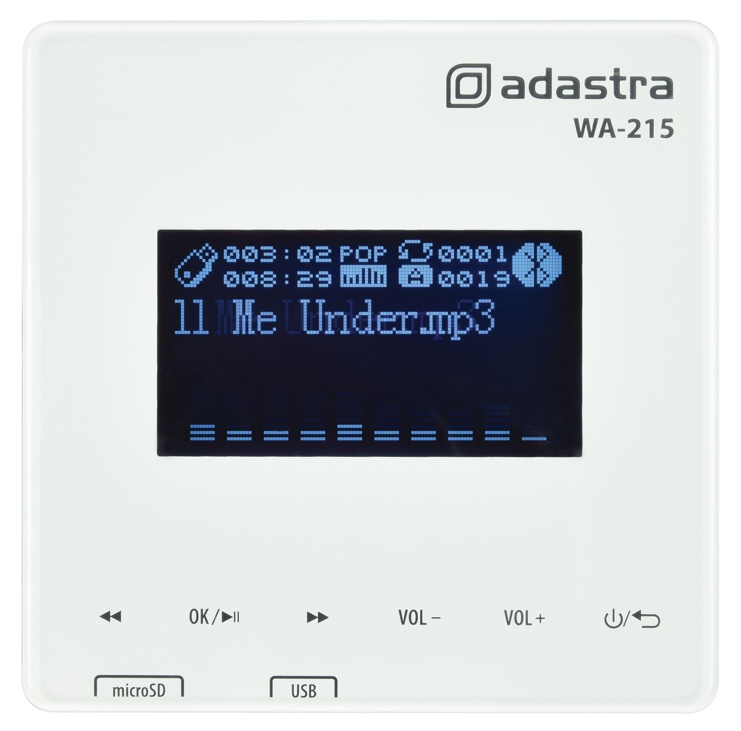 Adastra WA-215 In Wall Amplifier with USB/microSD player, FM + Bluetooth