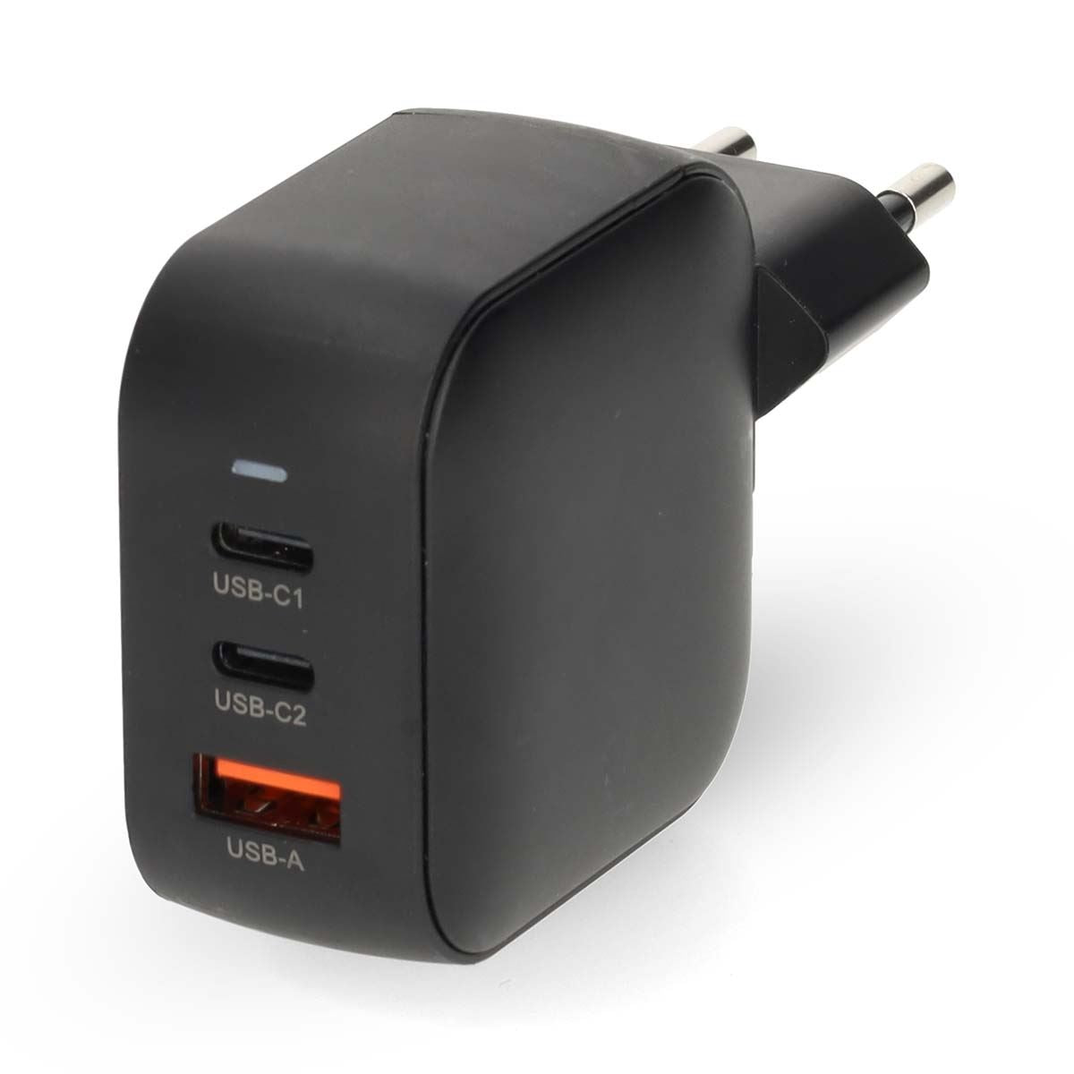 Nedis EU Euro Travel Wall Charger | 70 W | GaN | PD3.0 | Quick charge feature | 1.5 / 2.25 / 2.5 / 3.0 / 3.5 A | Number of outputs: 3 | USB-A / 2x USB-C™ | Automatic Voltage Selection | Black