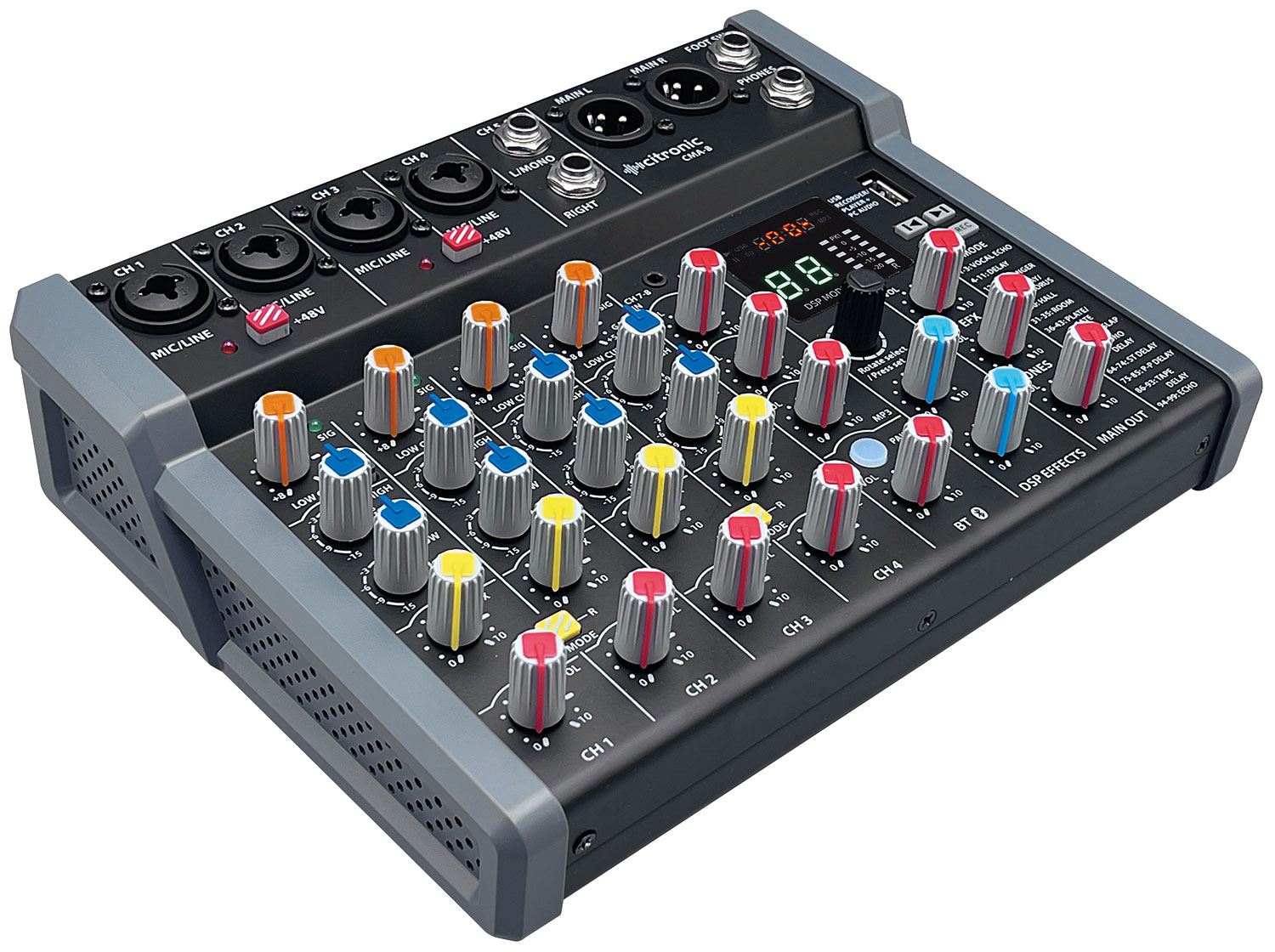 Citronic CMA-8 Compact Mixer with DSP FX and Bluetooth / USB Play & Record