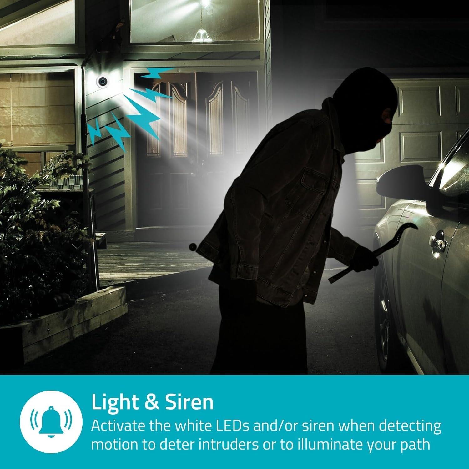 Nedis SmartLife Outdoor Camera, Wi-Fi, 3MP 1296p, Motion Sensor, AI Human Detection, Dimmable Spotlight Full-Colour Night Vision, Two-Way Audio, IP65 Weatherproof - White