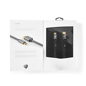 Nedis High Speed HDMI™ Cable with Ethernet | HDMI™ Connector | HDMI™ Mini Connector | 4K@60Hz | 18 Gbps | 2.00 m | Round | Cotton | Anthracite / Gun Metal Grey | Cover Window Box