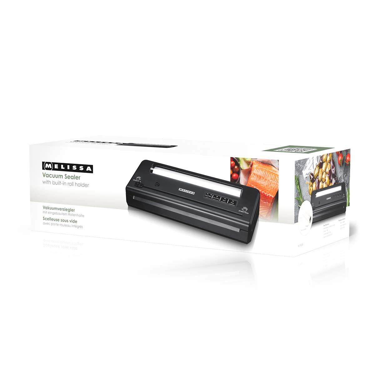 MELISSA Vacuum Sealer Machine, 28cm Seal Food Sealer, with Roll holder and 1 Roll Included for Vac/Seal/Rice/Wet/Dry Mode, Built-in Cutter and Visible LED Indicator