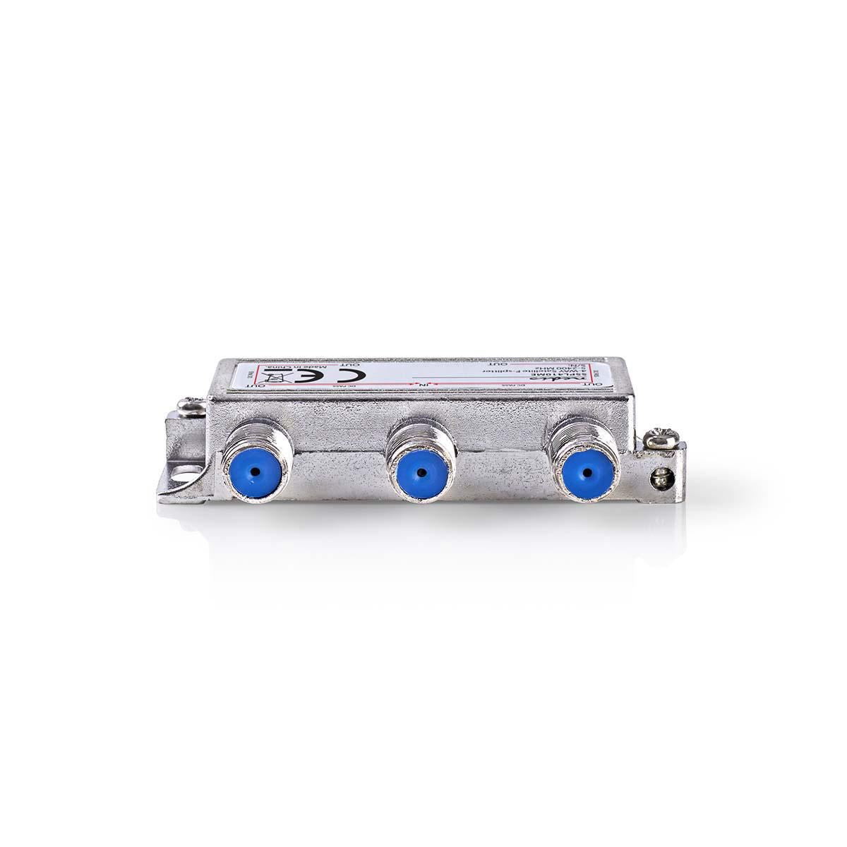 Nedis Satellite Splitter | 5 - 2400 MHz | 11.5 dB | Number of inputs: 1 | Number of outputs: 4 | Impedance external speaker: 75 Ohm | Zinc | Silver