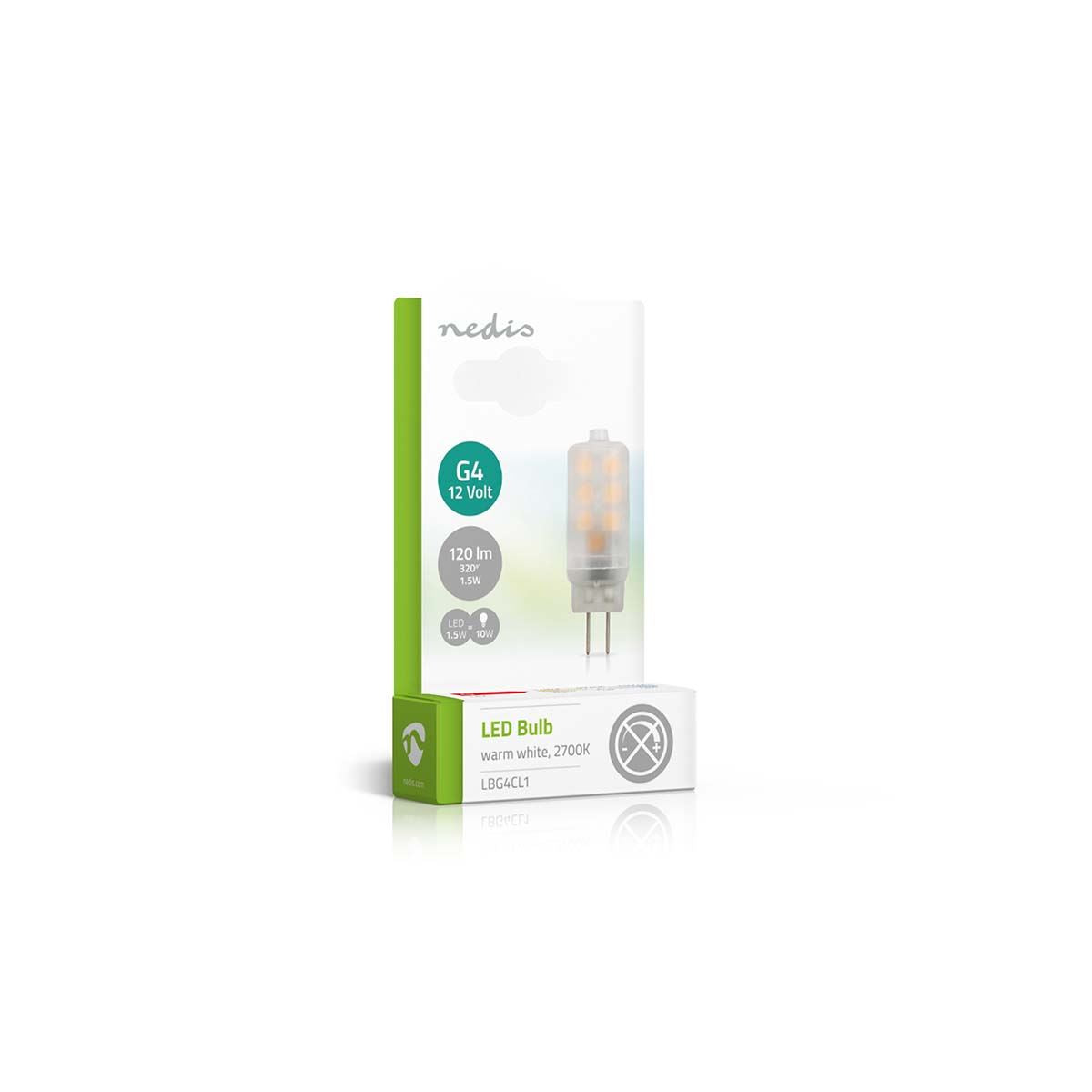 Nedis G4 LED Bulb, Compact SMD LED Light 1.5W 2700K Warm White, Frosted Cover Spreads Light Evenly