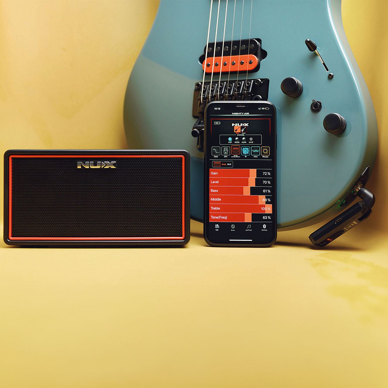 Nu-x Mighty Air Wireless Bluetooth Stereo Modelling Guitar Bass Amplifier Amp with Acoustic Simulator and Drum Machine