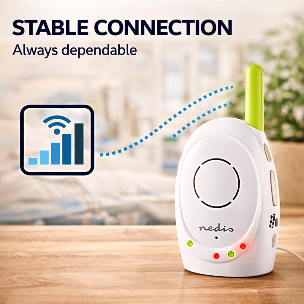 Nedis Audio Baby Monitor - Wireless Baby Phones with Intercom and 300m Range - Set of 2 - Green/White