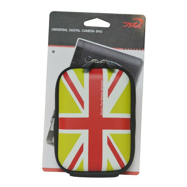 Croco Union Jack Flag Tough Case Shock/Water Proof for a Digital Cameras [Small] - Green