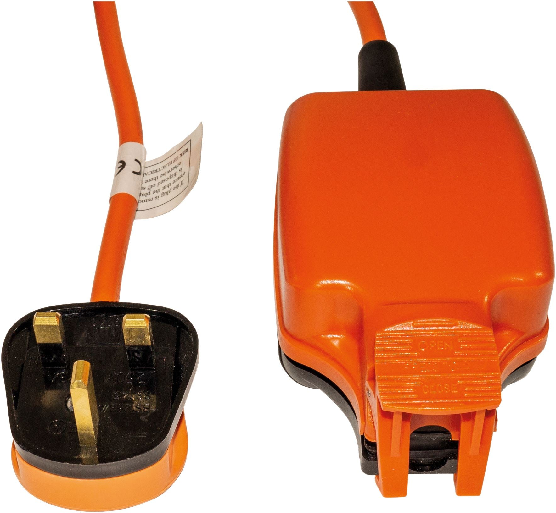 1 Gang 10m Outdoor Garden Mains IP54 Weatherproof Mains Extension Lead Cable Plug - Orange