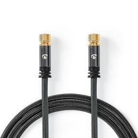 Nedis Satellite & Antenna Cable | F Male | F Male | Gold Plated | 75 Ohm | Quad Shielded | 5.00 m | Round | Cotton | Grey / Gun Metal Grey | Cover Window Box