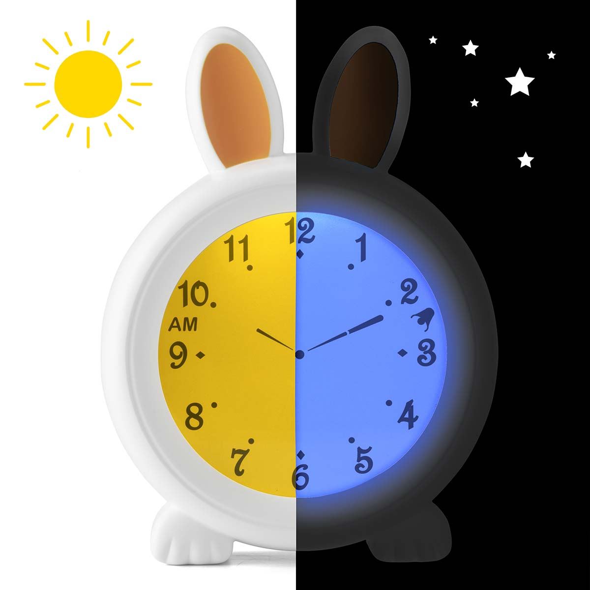 Alecto Childrens Sleep Trainer & Night Lamp Light / Alarm Clock Rory the Rabbit - White