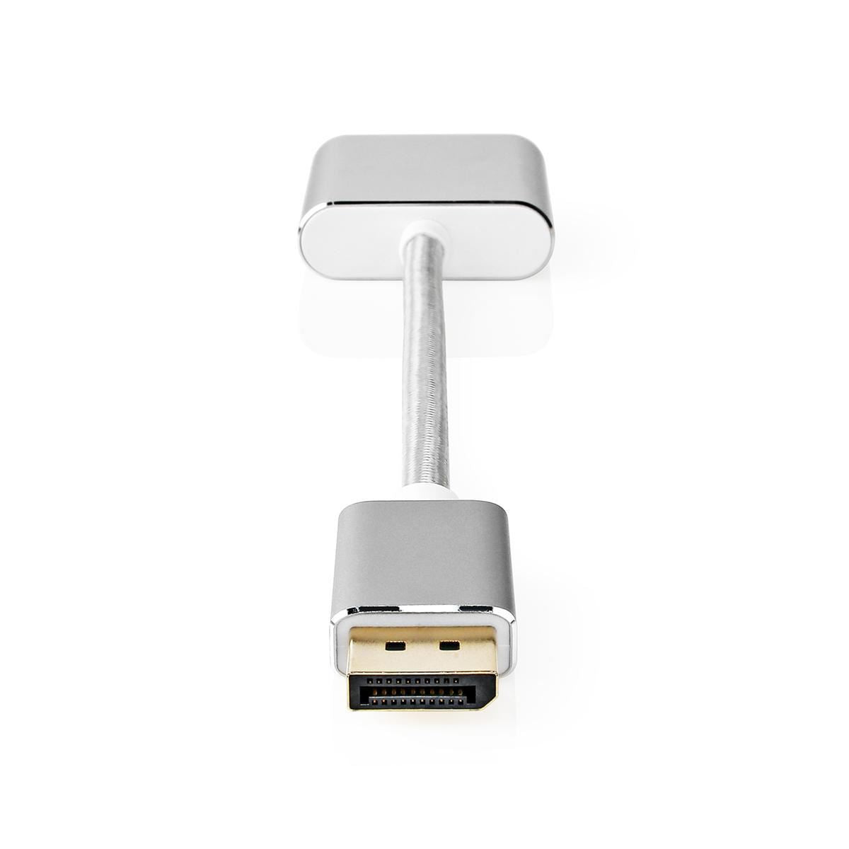 Nedis DisplayPort Cable | DisplayPort Male | DVI-D 24+1-Pin Female | 1080p | Gold Plated | 0.20 m | Round | Braided | Silver | Cover Window Box