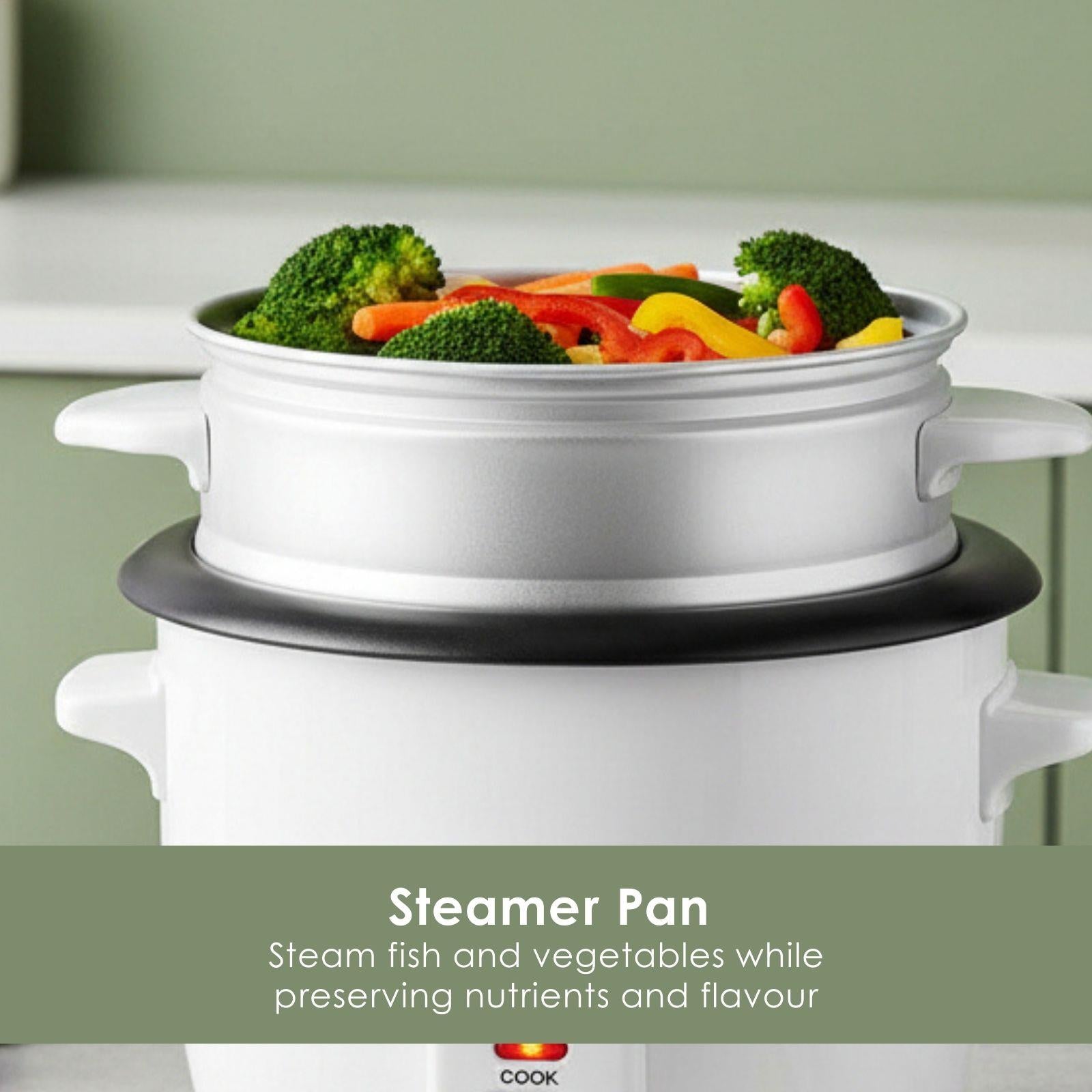 MELISSA 0.6L Rice Cooker & Steamer with Keep-Warm Function, 300W, for 1-2 People, Quick Preparation Without Burning, Non-Stick Coating incl. Steamer Insert