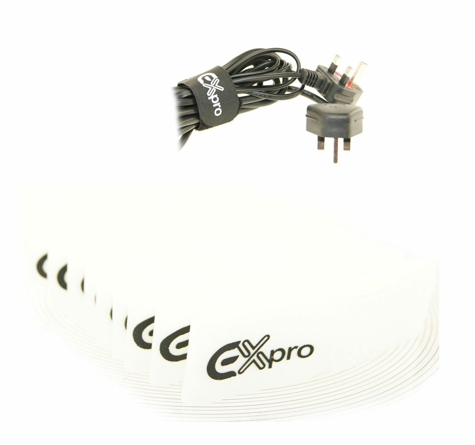 Ex-Pro Super Size XL Reusable Velcro Hook & Loop Self-Gripping Cable Ties 300mm x 38mm - 10 Pack White [Bulk Pack]