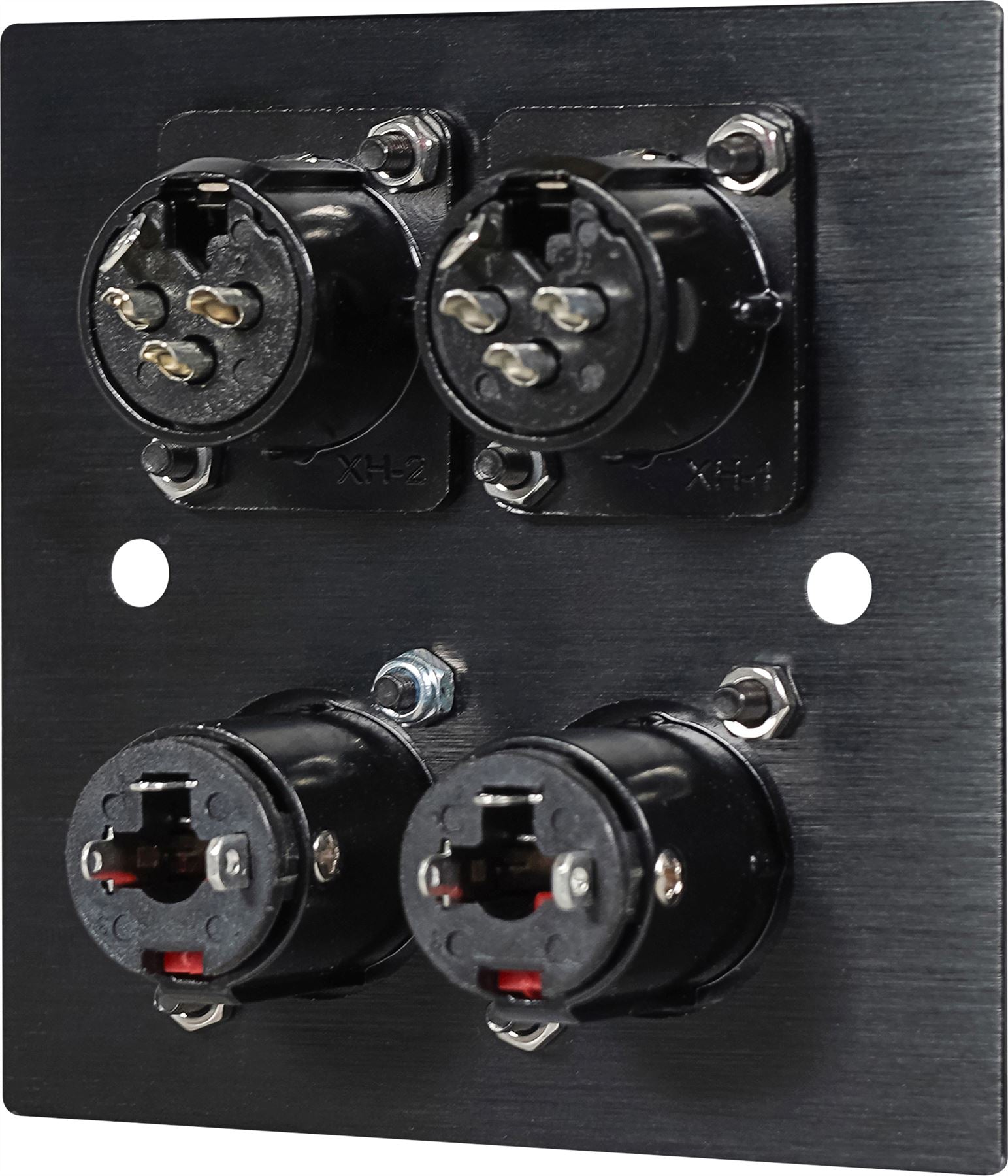 Black Wall Face Plate Electrical AV Slim Series 2 x Female XLR & 2 x 6.3mm Microphone Jack wall plate Metal
