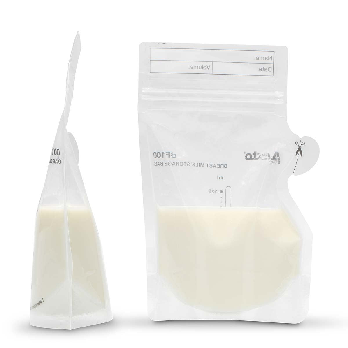 Alecto Breast Milk Storage Bag, 250ml No Leak Milk Storage Bags, Store Flat or Standing, Pre-sterilised, BPA Free Breastmilk Storage Bag with Pour Spout for Freezer