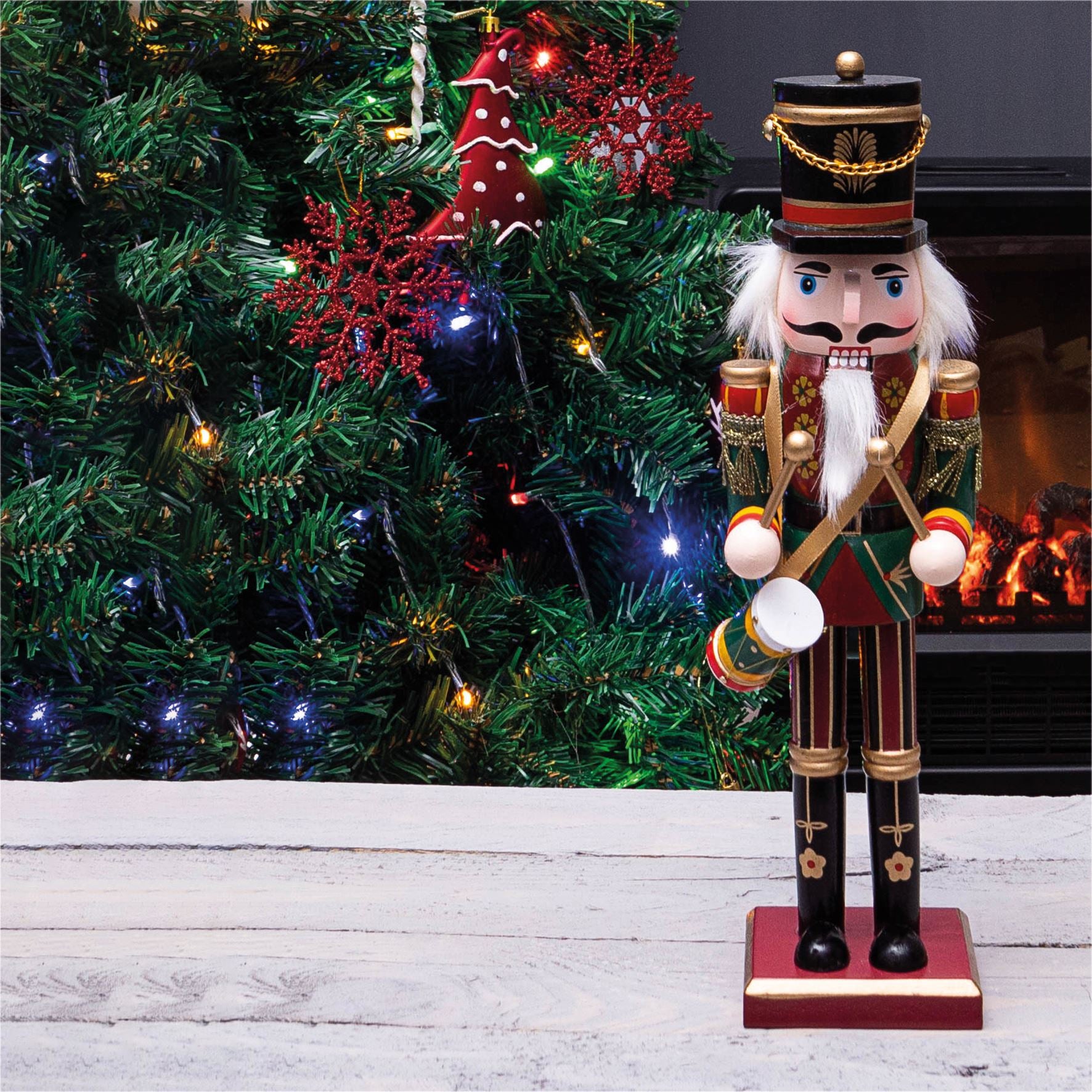 30cm Wooden Traditional Christmas Nutcracker Decoration with Drum