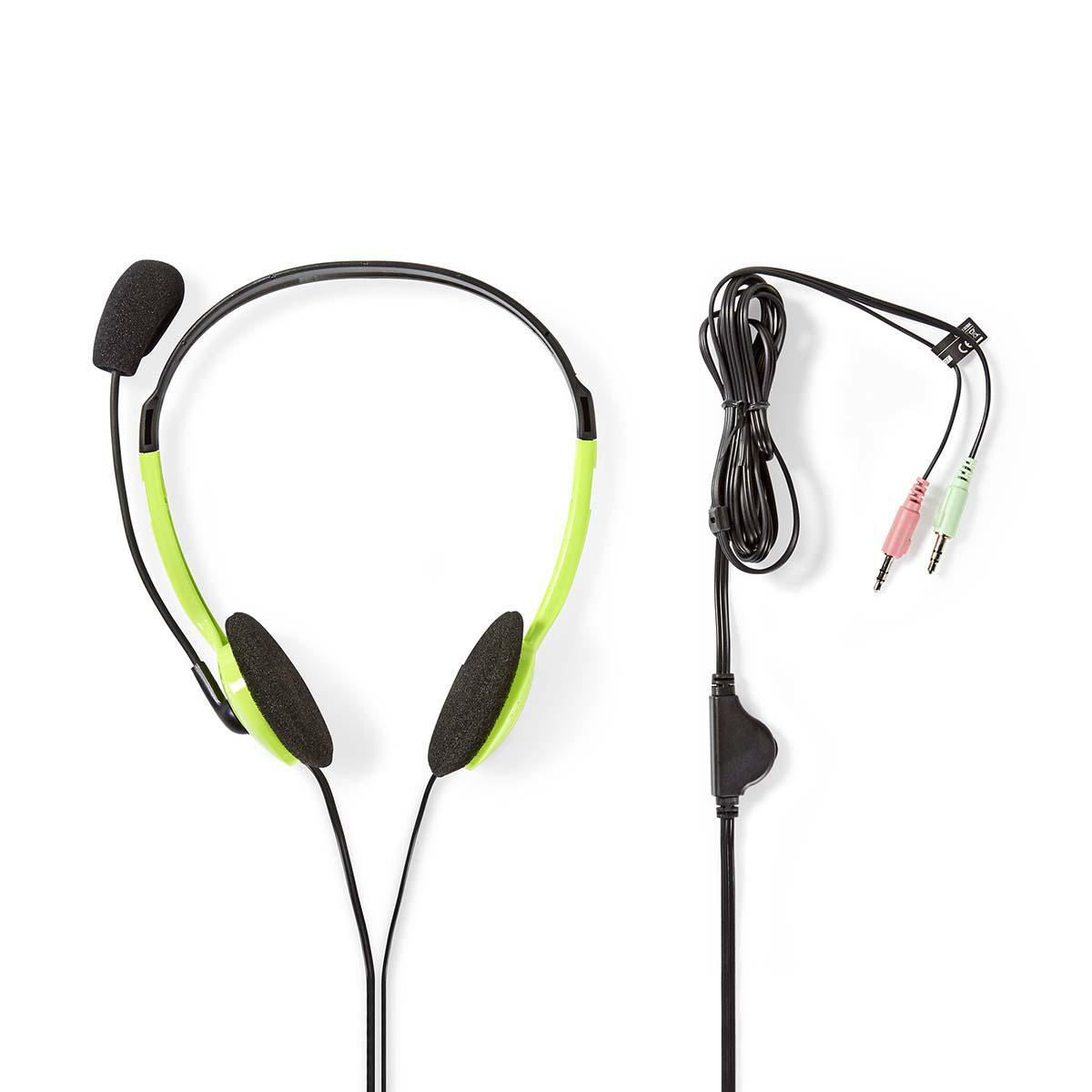 Nedis PC Headset | On-Ear | Stereo | 2x 3.5 mm | Fold-Away Microphone | Green