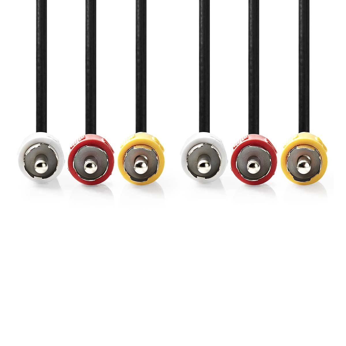 Nedis Composite Video Cable | 3x RCA Male | 3x RCA Male | Nickel Plated | 480p | 1.50 m | Round | PVC | Black | Box