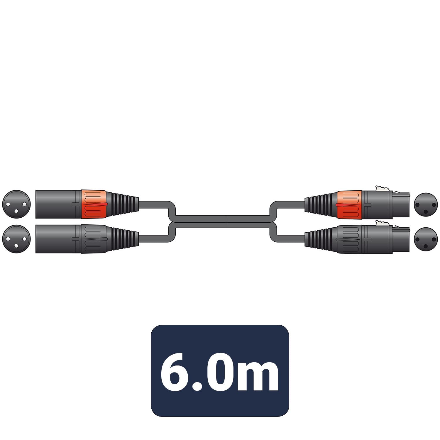 Citronic 6m Classic Audio Lead 2 x XLR 3 Pin Female to 2 x XLR 3 Pin Male