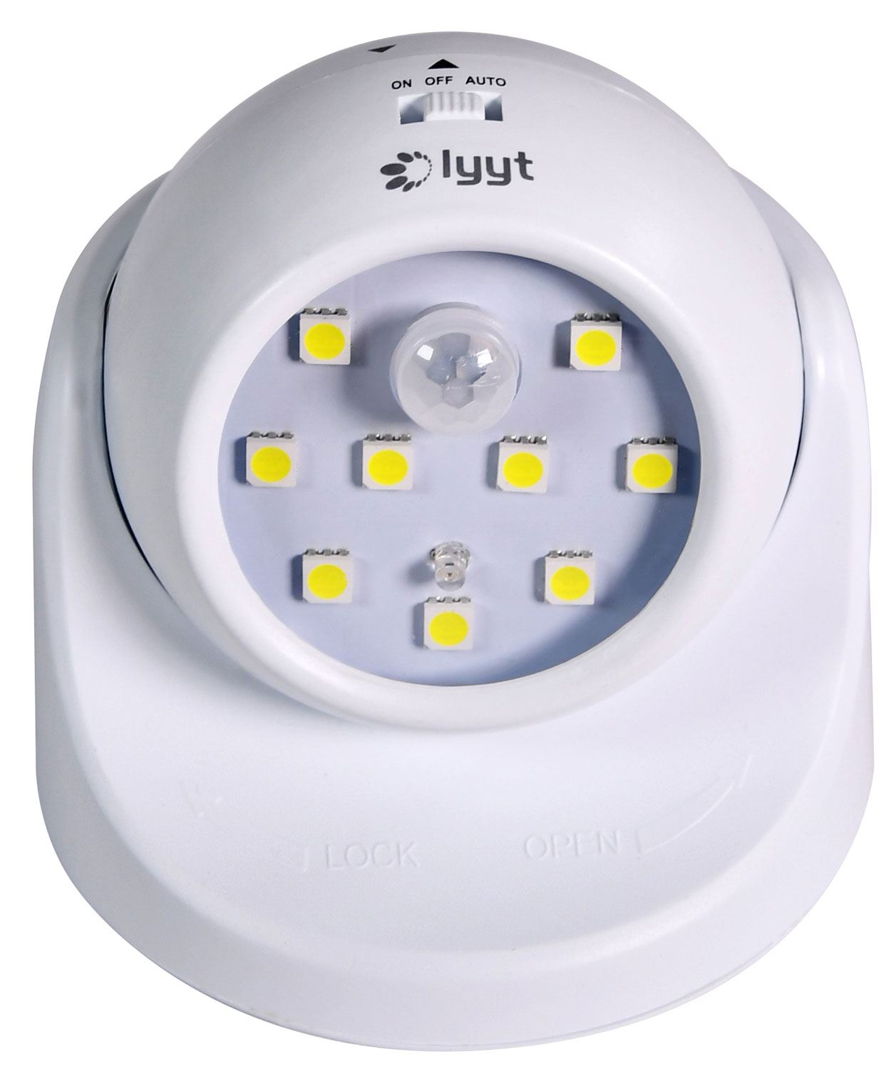 Lyyt Wireless LED Motion Sensor Light, Outdoor PIR Floodlight, Removeable Head, 360° Rotation, Battery Powered - White