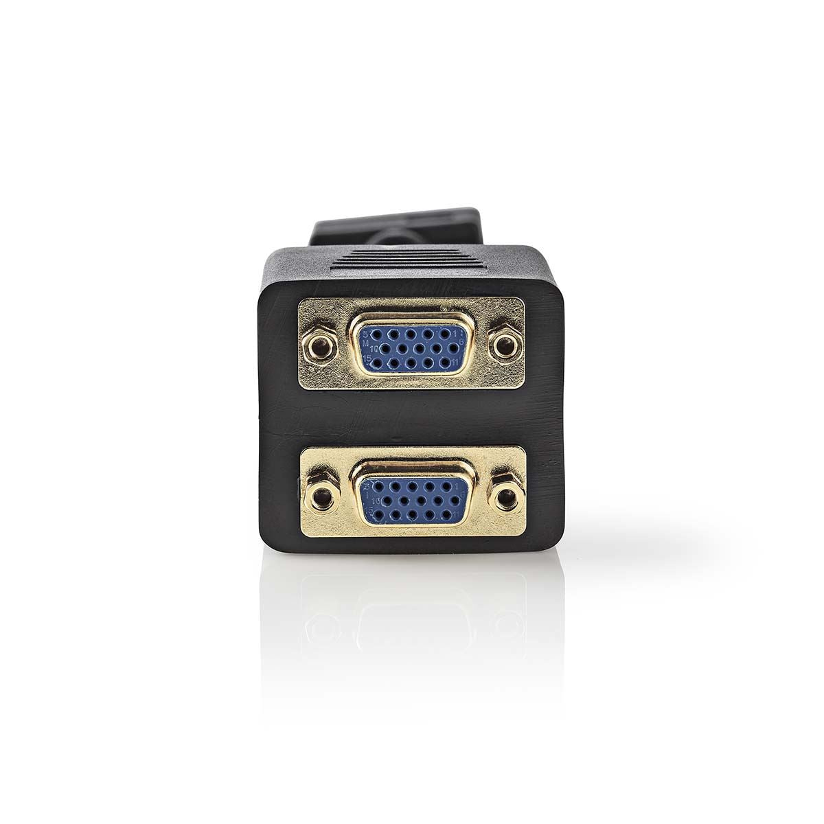 Nedis VGA Cable | VGA Male | 2x VGA Female | Gold Plated | Maximum resolution: 1280x768 | 0.20 m | Round | ABS | Black | Envelope