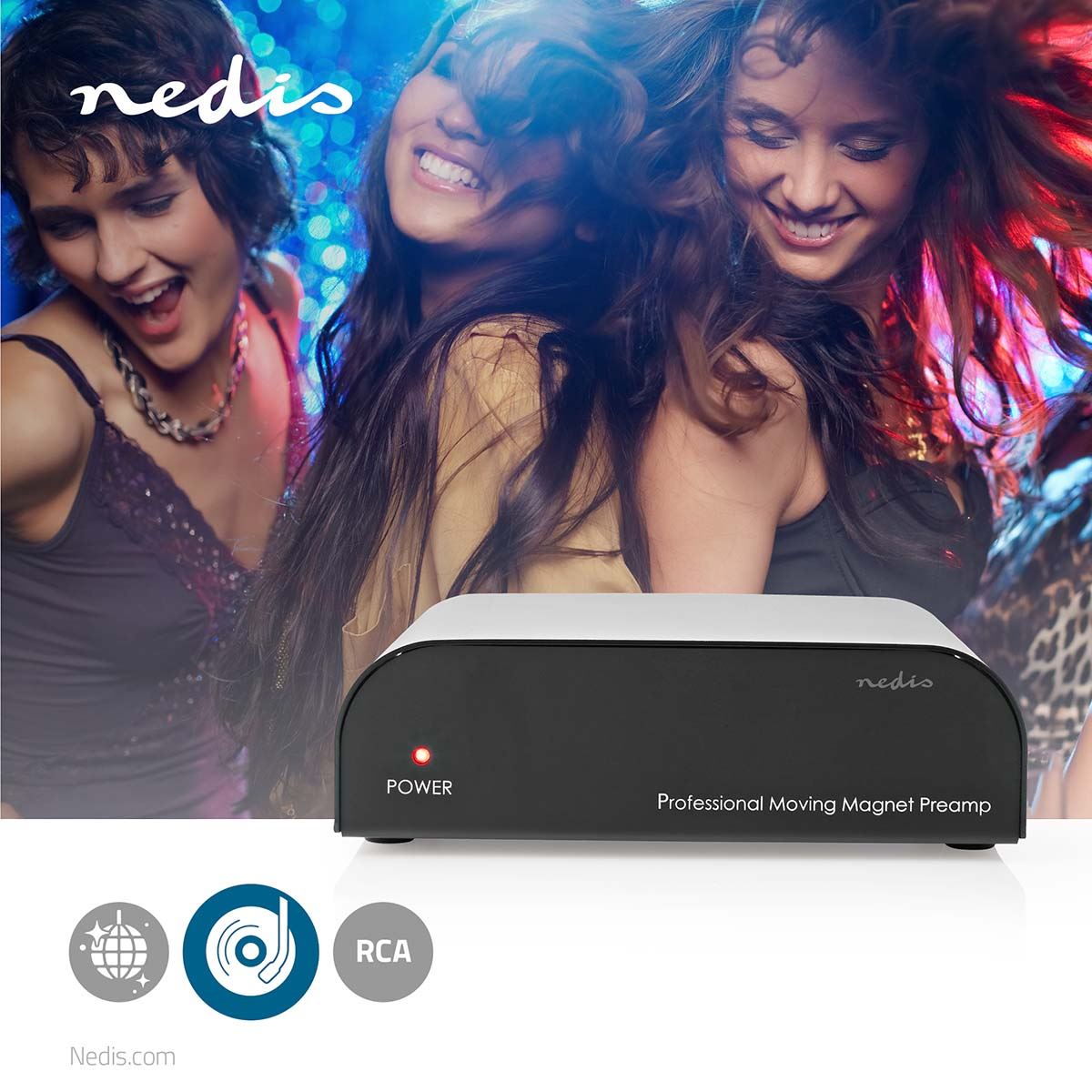 Nedis Preamplifier | Connection input: 1x RCA | Connection output: 1x RCA | 2 Channels | Phono / Turntable | Automatic | Black