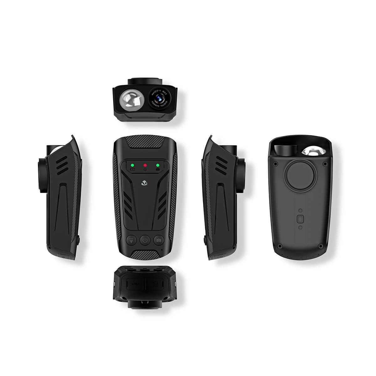 Nedis 3-in-1 Full HD Cycling Camera with Bike LED Head Light & Horn, 1080p 2MP, 600lm Night Mode, Waterproof, USB-C, 10hr Battery, MicroSD Slot � Black