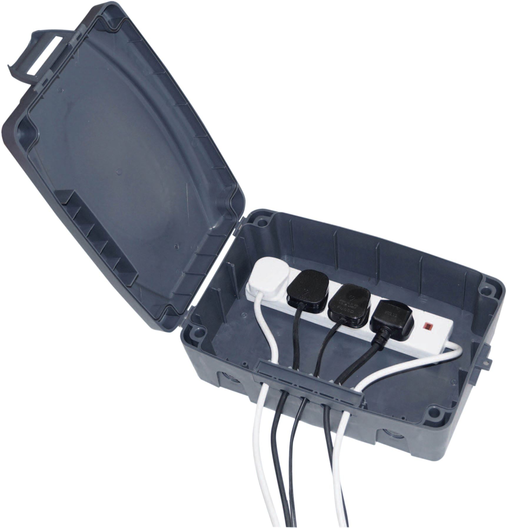 Outdoor IP54 Rated Weatherproof Electrical Connection Box for Extension Leads and Sockets, Grey