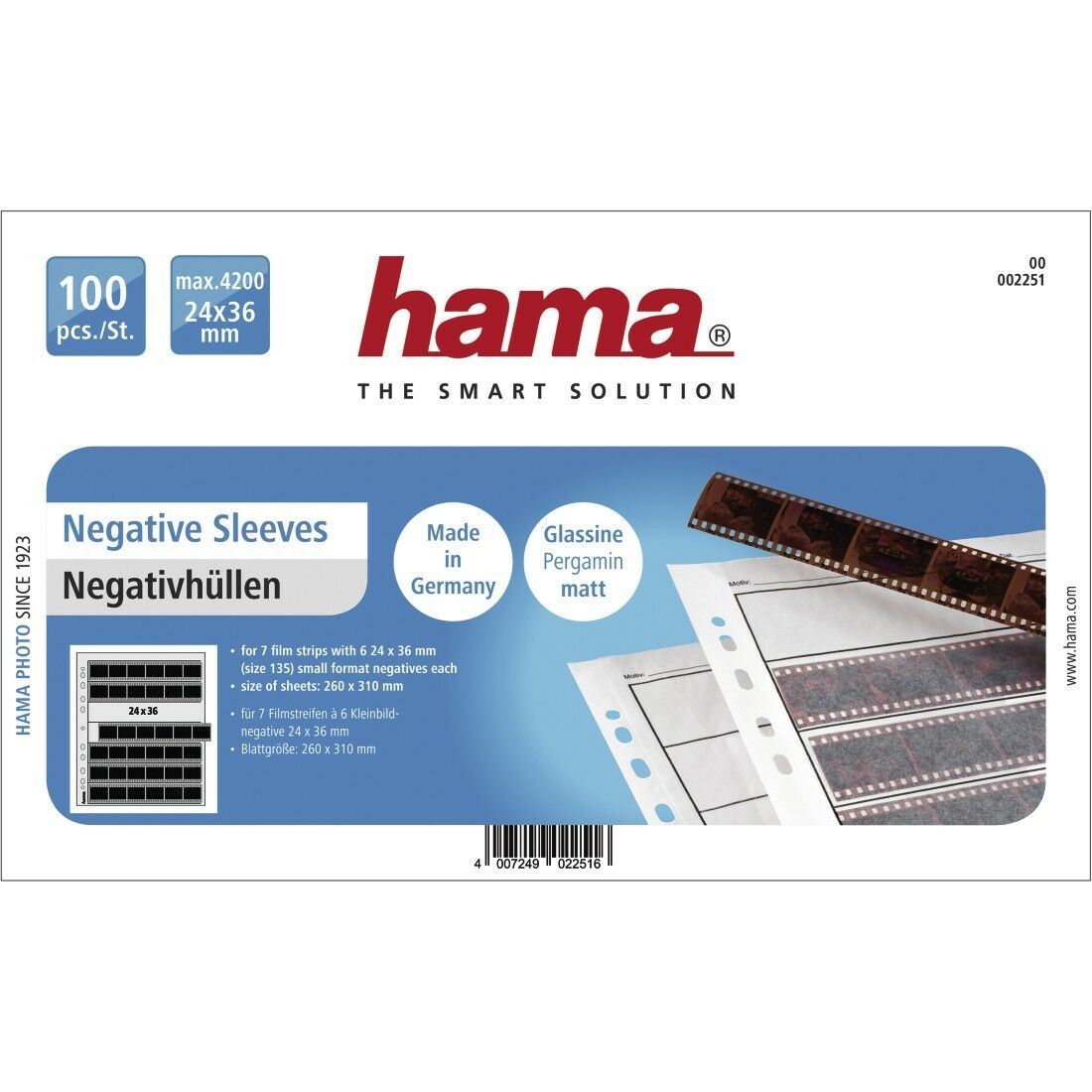 Hama 35mm Negative Storage Pages for Ringbinder pack 100 Sheets Sleeves Strips