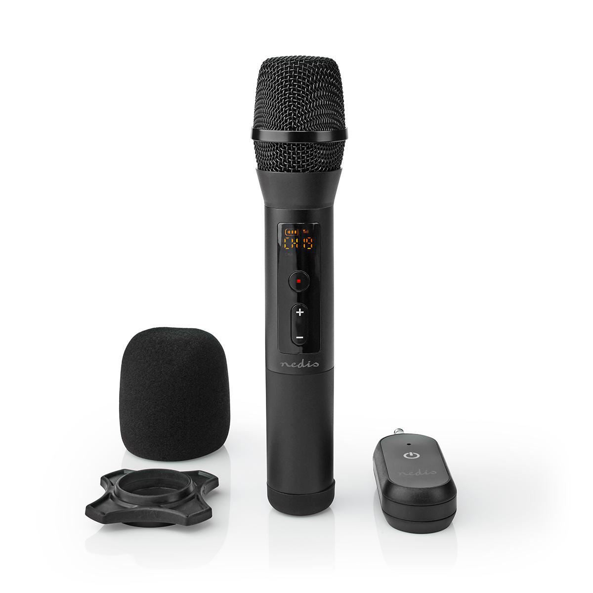 Nedis Wireless Microphone Set | 20 Channels | 1 Microphone | Cardioid | 70 Hz - 13 kHz | 1000 Ohm | -95 dB | Volume control | Black