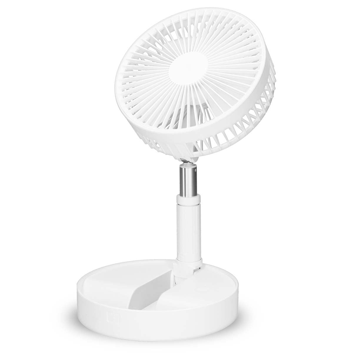 Trebs 8" 20cm Portable Standing Fan, 19 Hr Run-Time USB Rechargeable Battery Operated Floor Table Desk Fan, 4 Speed Settings Pedestal Fans for Bedroom Office Camping Fishing Travel - White