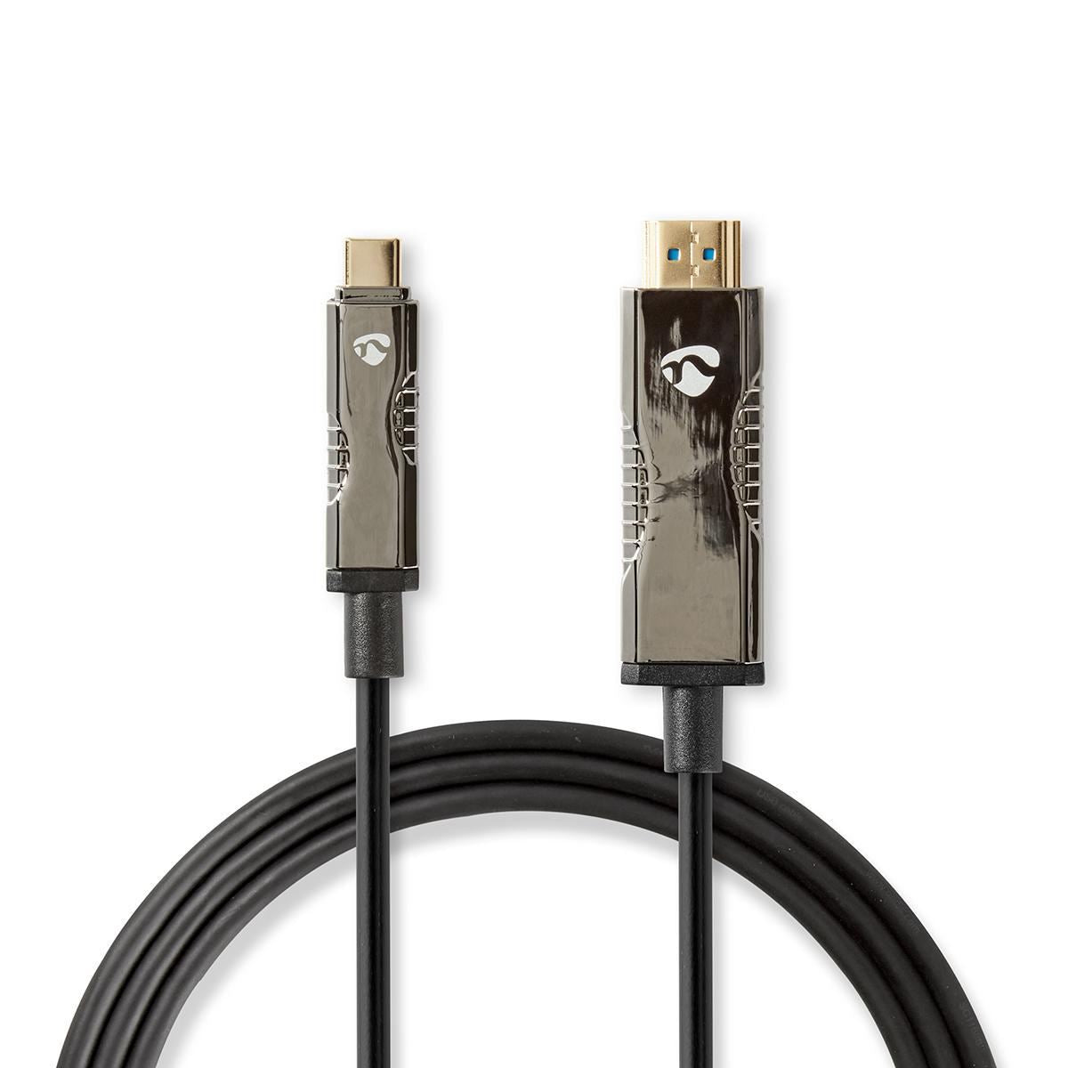 Nedis Active Optical USB Cable | USB-C™ Male | HDMI™ Connector | 18 Gbps | 50.0 m | Round | PVC | Black | Gift Box