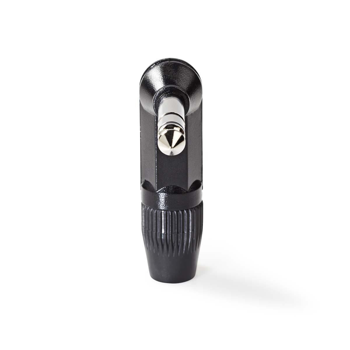 Nedis 6.35 mm 1/4" Jack  Connector | Angled | Male | Nickel Plated | Solder | Cable input diameter: 8.0 mm | Aluminium | Black | Polybag | 1 pcs