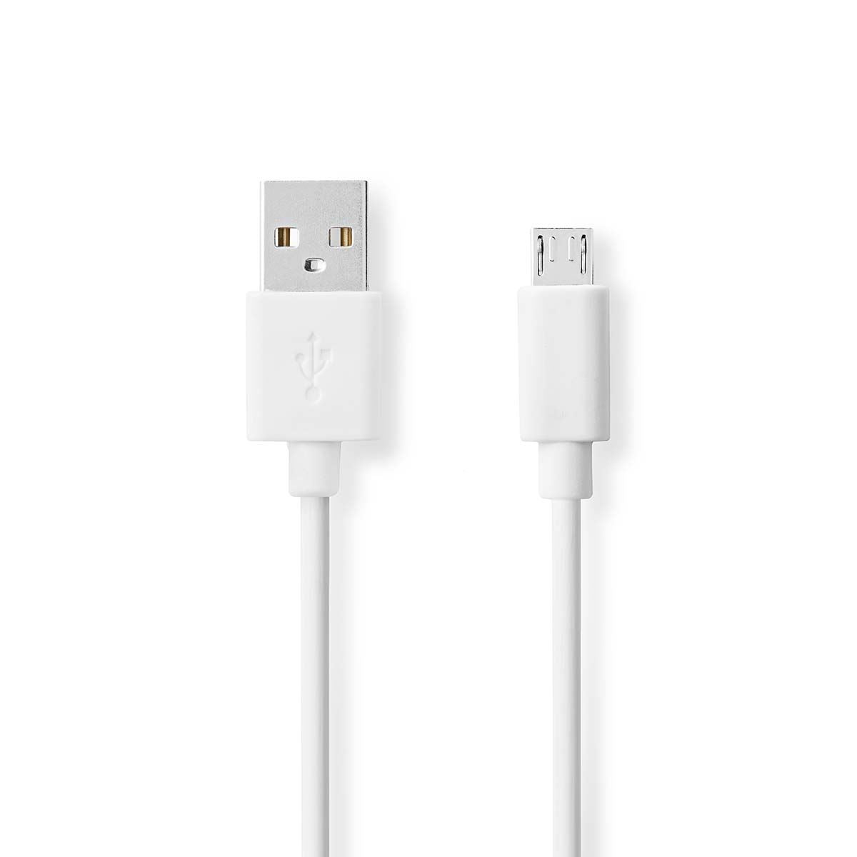 Nedis USB Cable | USB 2.0 | USB-A Male | USB Micro-B Male | 480 Mbps | Nickel Plated | 2.00 m | Round | PVC | White | Box