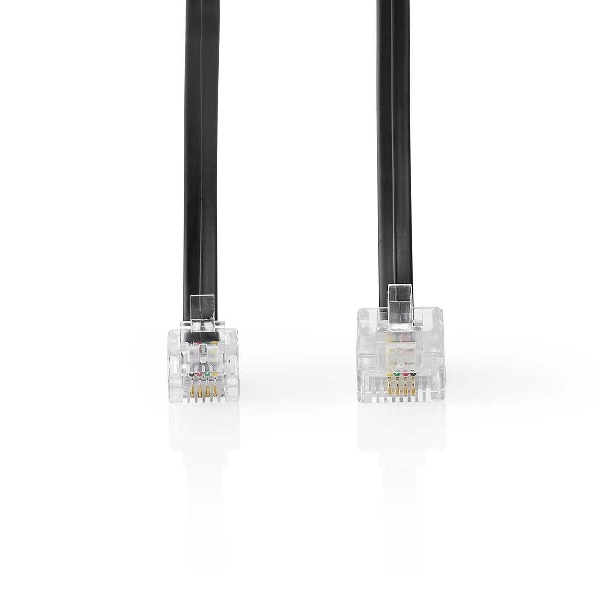 Nedis Telecom Extension Cable | RJ11 Male | RJ45 Male | 5.00 m | Cable design: Flat | Plating: Gold Plated | Cable type: RJ11 | Black | Label