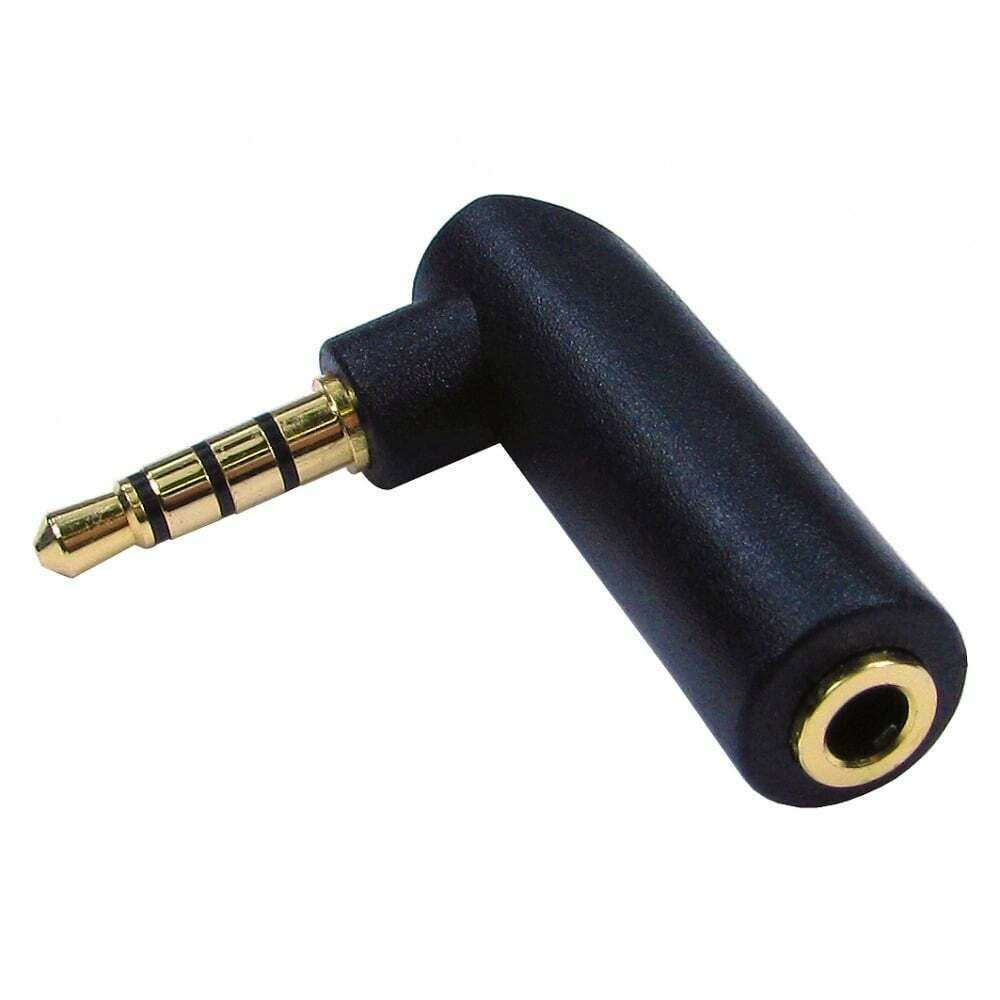 Ex-Pro 3.5mm Male 4 Pole to Female 90 Degree Right Angled Audio Adapter Jack