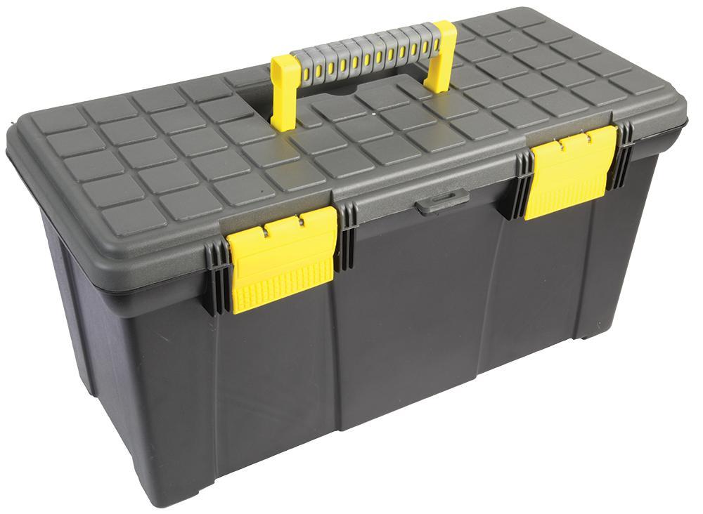 Ex-Pro 19" Plastic Portable Storage Tool Box With Removable Tray & Carrying Handle