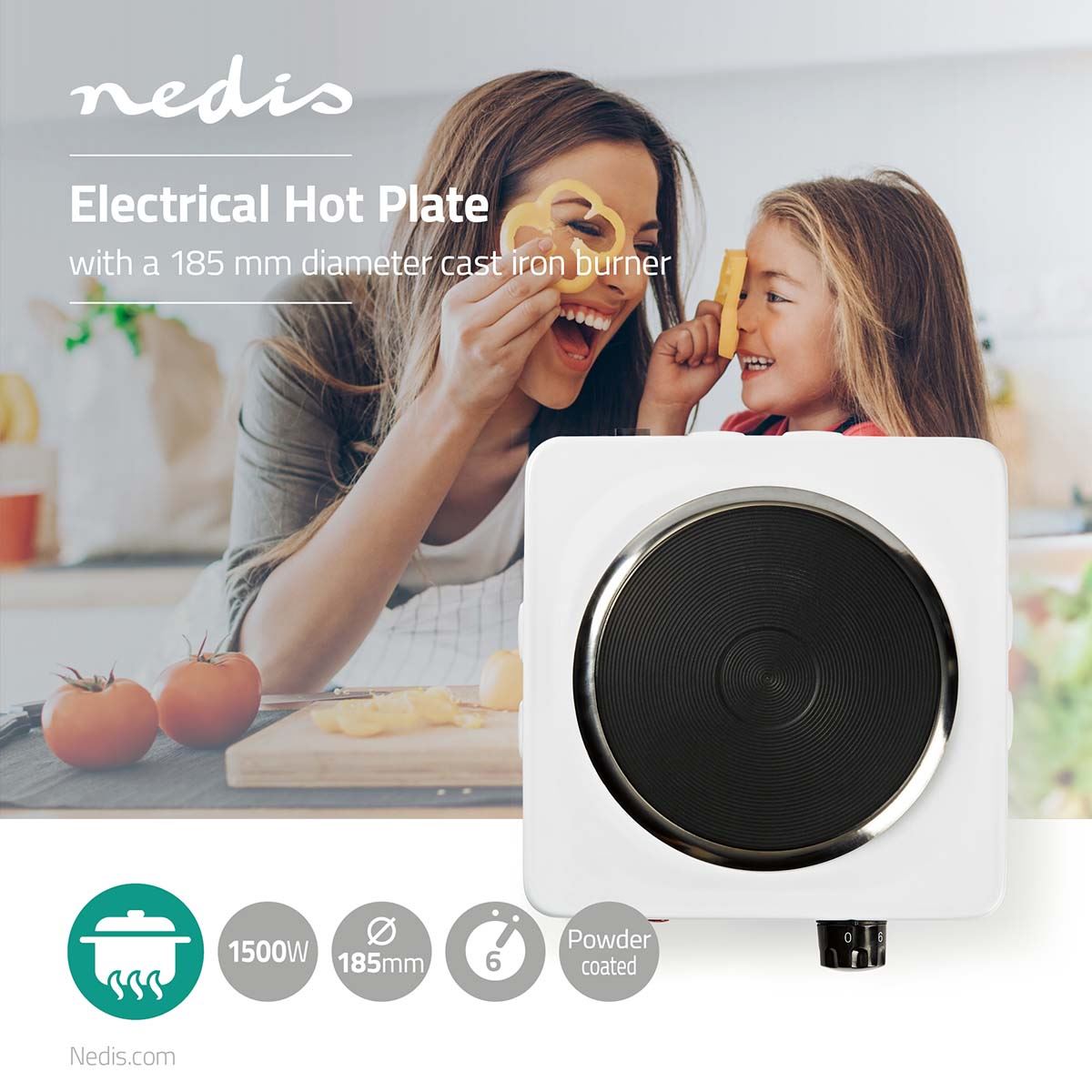 Nedis Electric Cooking Plates | Cooking zones: 1 | 1500 W | Overheating protection | White