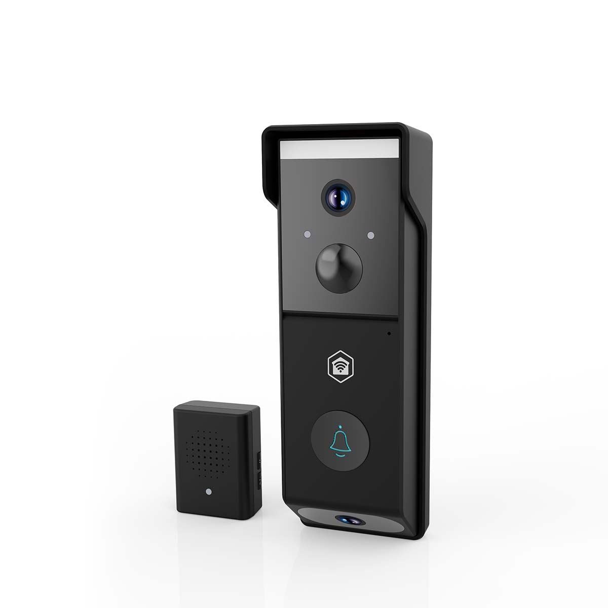 Nedis SmartLife Wireless Video Doorbell WiFi Camera, Battery Powered | 2x Full HD 1080p | Cloud Storage (optional) / microSD (not included) | IP54 | With motion sensor | Night vision | Black