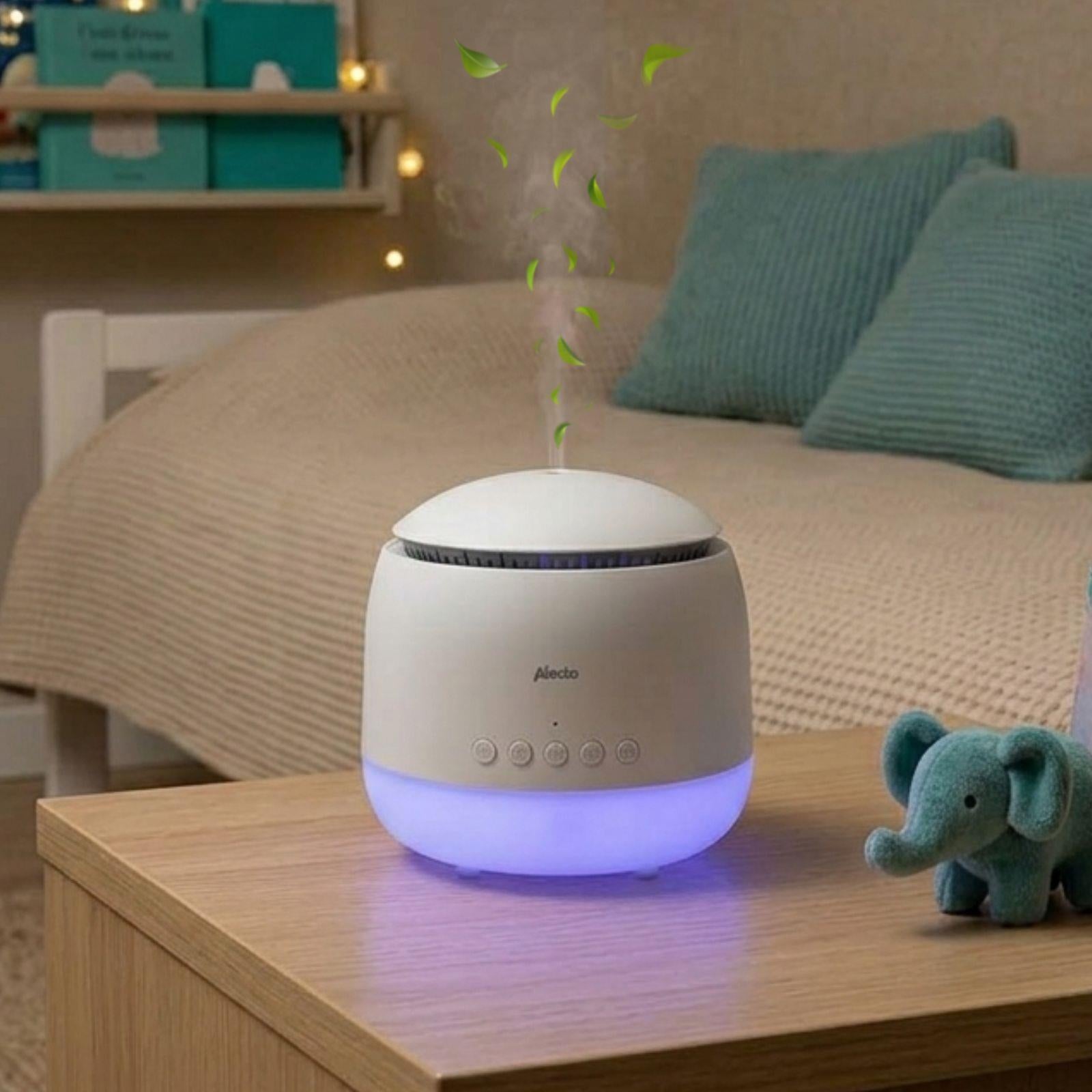Alecto Baby Ultrasonic Aroma Diffuser, Scented Vaporizer Humidifier, Ｑuiet Diffuser With Timer Settings, Waterless Auto-Off & Night Light Projector