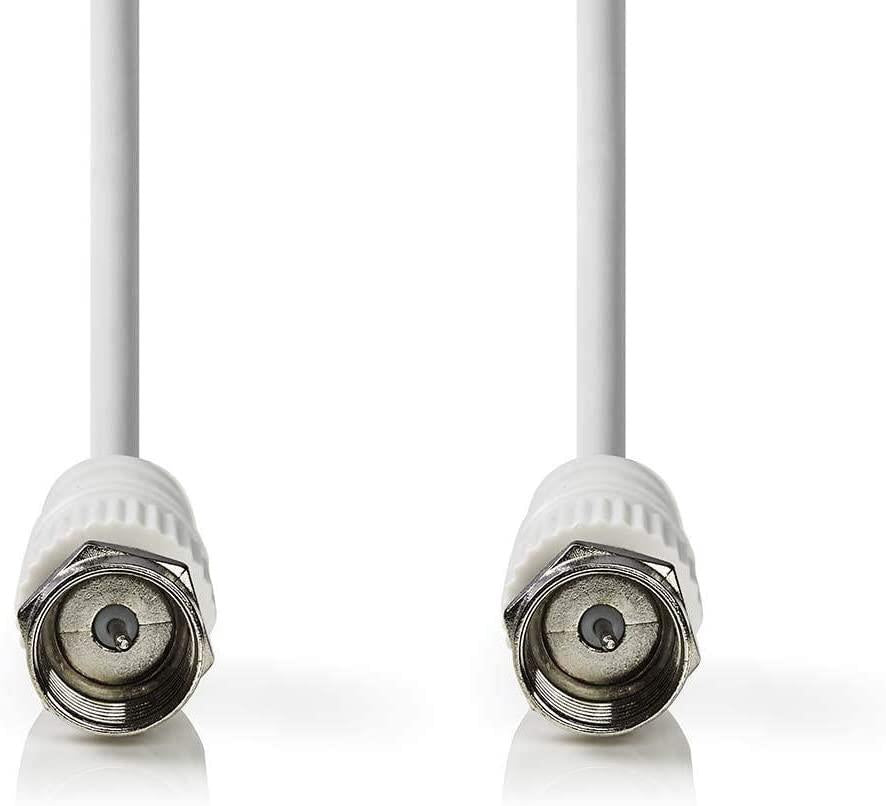 Satellite & Antenna Cable | F Male | F Male | Nickel Plated | 75 Ohm | Double Shielded | 5.00 m | Round | PVC | White