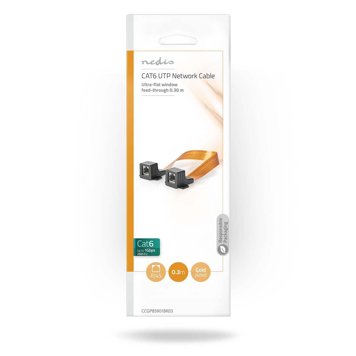 Nedis Window Pass through RJ45 network cable | UTP | RJ45 (8P8C) Female | RJ45 (8P8C) Female | 0.30 m | Flat | PVC | Orange | Box